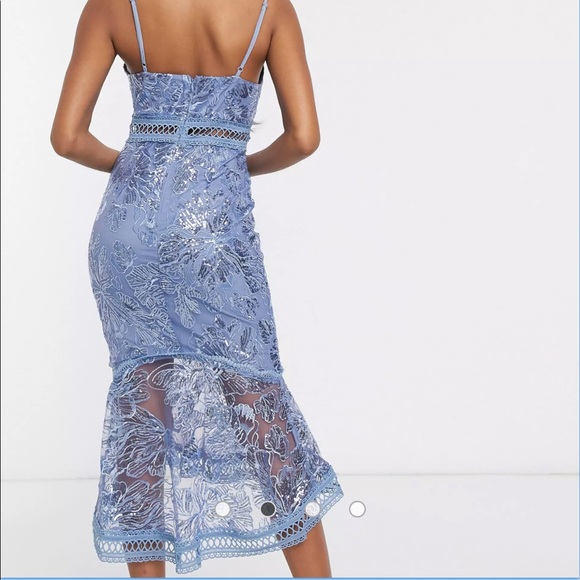 ASOS design dress in embroidered sequin lace trim - Picture 4 of 4